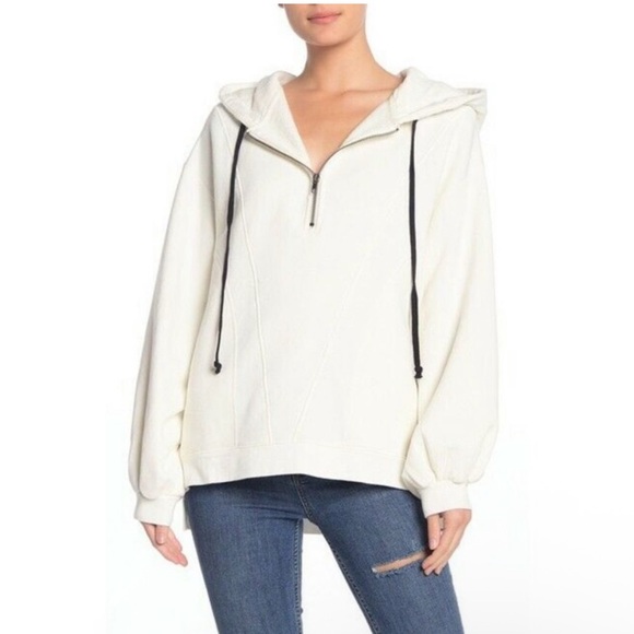 3396 Free People High Road Pullover Sweatshirt Dolman Sleeve Ivory Size Small - Picture 1 of 12